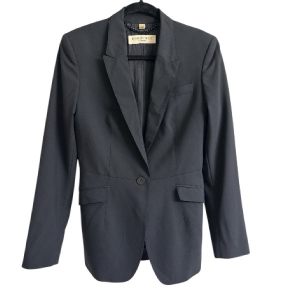 Burberry London Stretch Wool Tailored Blazer Black, (WO455181) Women’s Size: 8